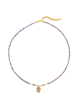 国风国潮复古珍珠紫水晶锁骨链