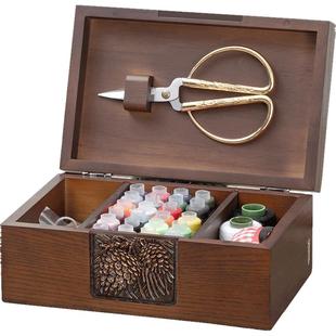 实木针线盒家用十字绣便携缝纫线盒针线包工具收纳盒套装结婚嫁妆