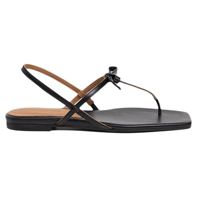 Flattered新款蝴蝶结夹趾凉鞋