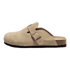 厚底磨砂勃肯鞋半托拖鞋平底单鞋女乐福鞋2025新款软底懒人豆豆鞋