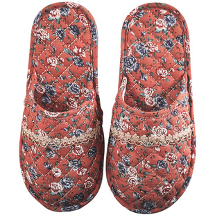 环保纯棉防滑橡胶底布艺木地板居家室内拖鞋秋冬情侣男女软底无声