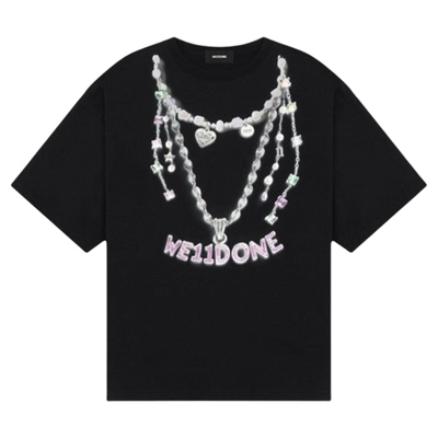 WE11DONE26夏季新品男女同款项链印花T恤休闲时尚潮流百搭日常