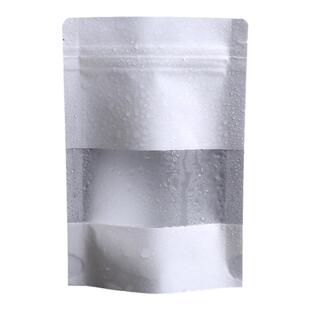 磨砂开窗白色牛皮纸袋食品自立袋牛皮纸自封袋防潮加厚密封包装袋