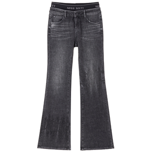 【进口牛仔面料】Miss Sixty牛仔裤女拼接双腰头复古显瘦微喇裤