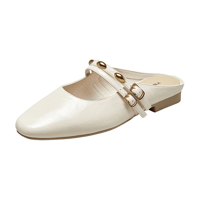 YRC一脚蹬粗跟穆勒鞋女2025春季新款懒人包头半拖复古法式拖鞋