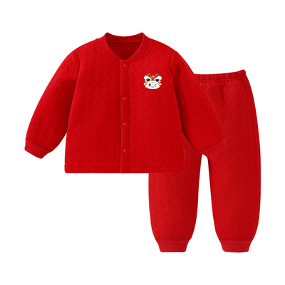 伊佃宝宝冬款加厚保暖居家两件套