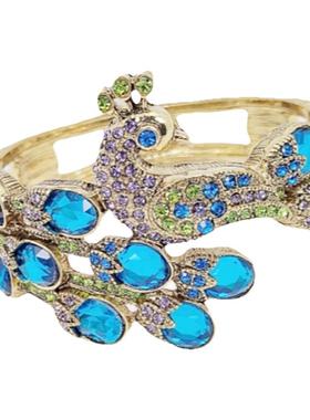 镀真金孔雀羽毛手镯戒指精致形象