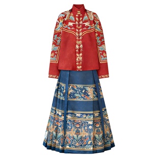 明制汉服女立领对襟短衫琵琶袖马面裙秋冬款2025年订婚伴娘服套装