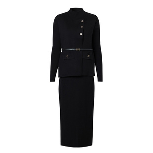 海青蓝 套装女2025新款冬装毛针织上衣马甲时尚气质半身裙三件套