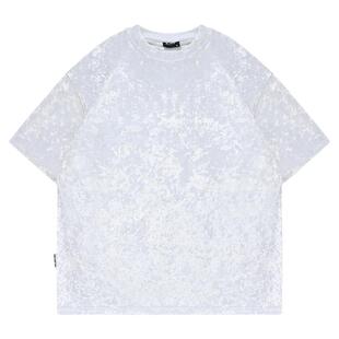 波光BJHG不计后果短袖男夏季 美式轻奢风丝绒潮新款宽松情侣T恤女