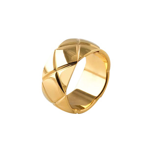 大爷家百搭欧美手表带戒指波浪边光面波浪纹宽版戒指钛钢戒指指环