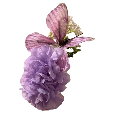 超仙紫色仿真蝴蝶花朵发夹女2025新款侧边夹发卡氛围感鸭嘴夹头饰