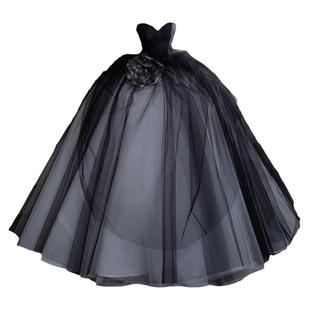 森系网纱情侣外景拍照抹胸拖尾礼服摄影写真黑色婚纱影楼主题服装