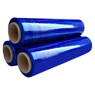 pe蓝色缠绕膜50cm宽打包膜拉伸膜护栏打包膜包装膜工业大卷保鲜膜
