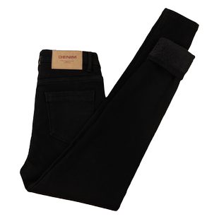 加绒黑色牛仔裤女2025春秋新款高腰修身显瘦弹力紧身小脚铅笔裤子