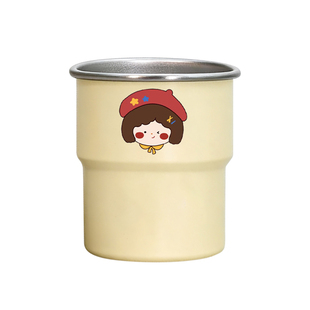 儿童磁吸漱口杯304不锈钢防潮防摔可爱情侣牙杯刷牙洗漱杯子家用