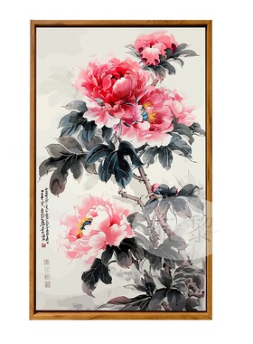 中国风牡丹花DIY数字油画