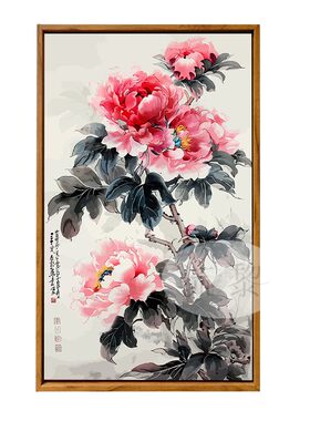 中国风牡丹花DIY数字油画