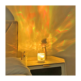 网红水波纹氛围灯睡眠卧室情调气氛床头灯极光星空浪漫装饰小夜灯