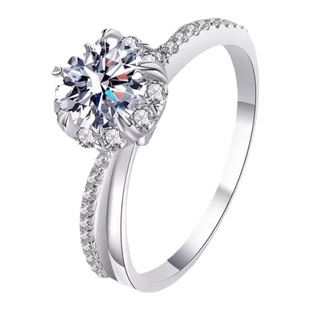 新款莫桑石戒指钻戒女指环S925纯银18K白金铂金情侣对戒灿若星辰