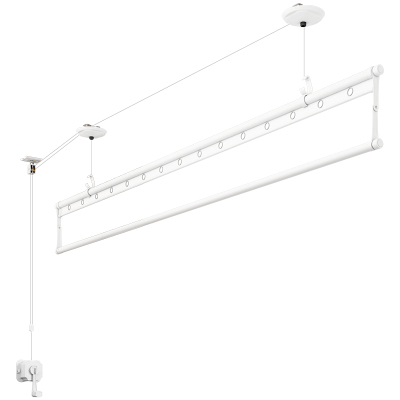 TOP1白色单杆手摇晾衣架单杠