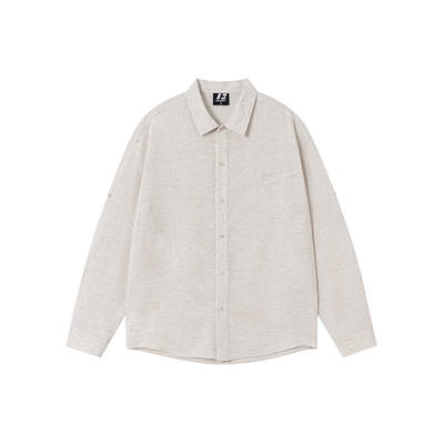 FORNINES莱赛尔混纺亚麻长袖衬衫男款春夏防晒上衣女宽松松弛衬衣