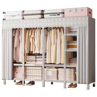 不锈钢布衣柜家用卧室结实耐用加厚加粗全钢架组装简易衣柜2025新