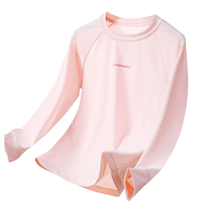 女童打底衫秋装2025新款长袖t恤防晒衣儿童运动速干衣大童训练服