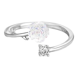 925纯银珍珠山茶花戒指女生开口戒子镶钻2025新款潮设计感食指戒