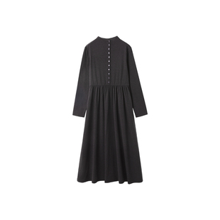 时然大码微胖MM连衣裙原创女装高级裙子黑色针织长裙秋冬气质收腰