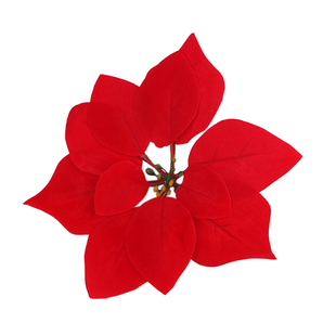 节日秀圣诞节装饰用品藤条圣诞树挂件大红仿真圣诞花一品红花吊件