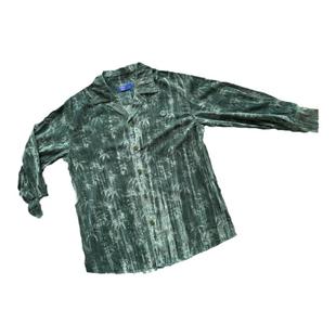 NOPMOB 十面埋伏 新中式国风高级质感绿色丝绒宽松长袖衬衫开衫