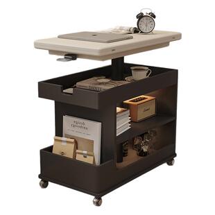 意式极简可移动实木小茶几小户型客厅升降折叠小推车茶桌沙发边几