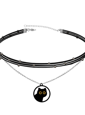 HAPPY女生蹲蹲猫颈链原创