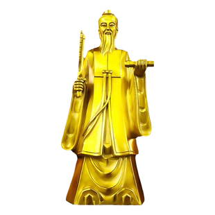 纯黄铜姜太公钓鱼摆件鱼缸姜子牙铜像姜太公在此百无禁忌家居饰品