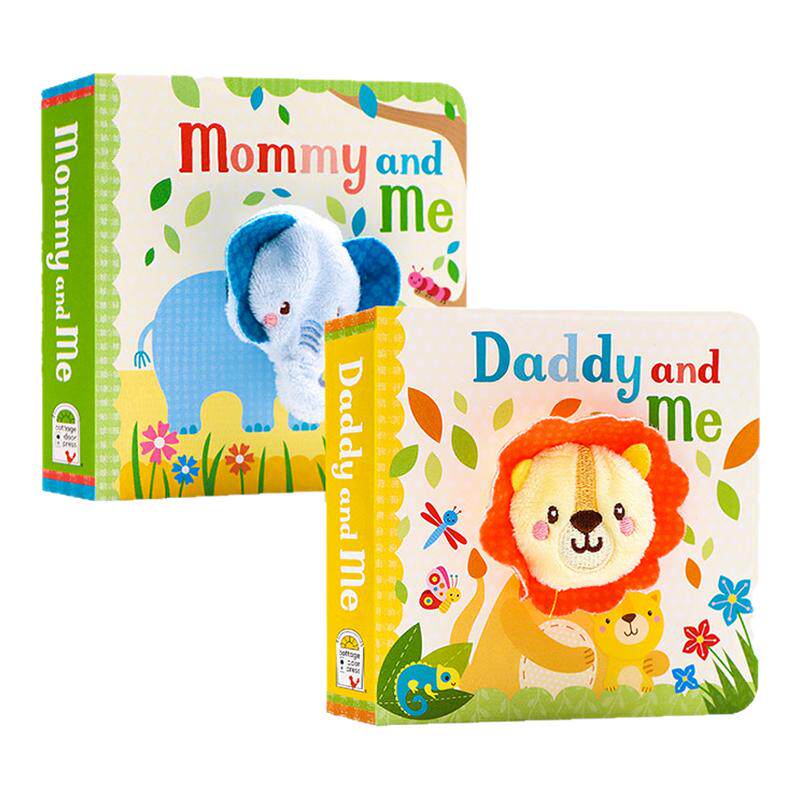 英文原版绘本Mommy and Me妈妈和我Daddy and Me爸爸和我趣味小手扭扭指偶纸板书2册 宝宝小手掌玩具书洞洞书低幼儿童英语启蒙早教