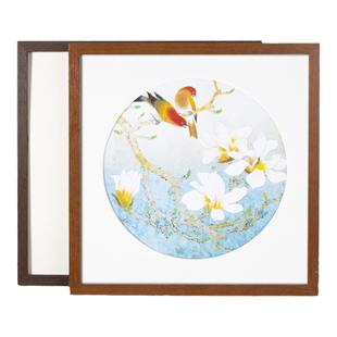 国画画框装裱木纹宣纸相框挂墙简约字画裱画框正方形45 45cm创意