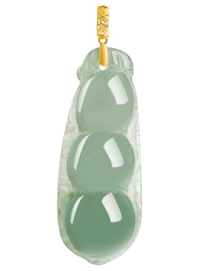 纯天然正品翡翠四季福豆玉石吊坠