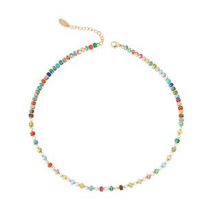 Amber Lollipop彩色串珠项链女小众多巴胺天然石锁骨链颈链饰品
