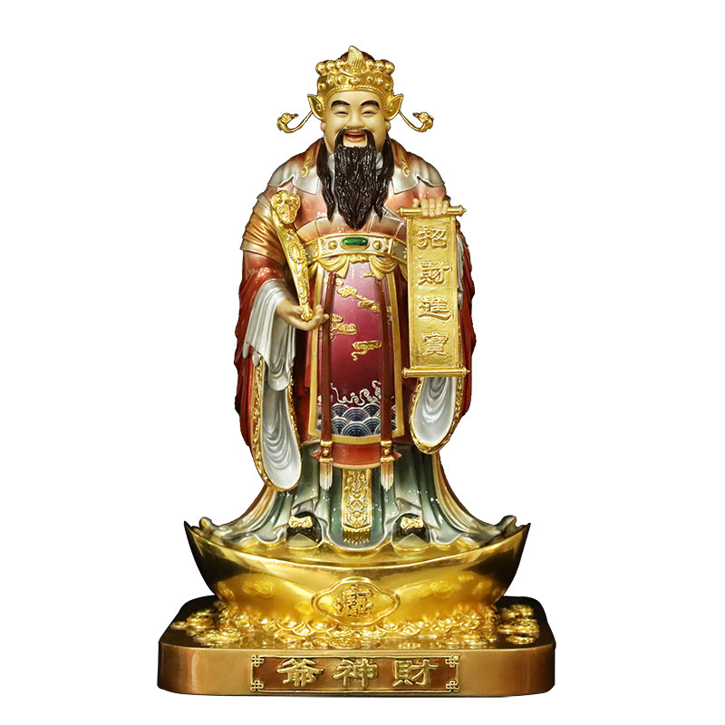 纯铜财神爷佛像招财家用供奉站元宝财神神像文财神比干范蠡摆件
