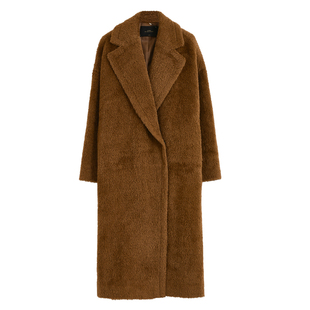 AUM噢姆冬季宽松长款品质羊驼毛毛呢大衣外套女