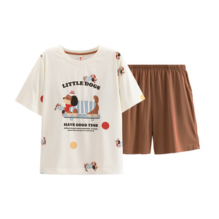 芬腾睡衣女夏季新款薄款短袖短裤甜美可爱少女大码家居服夏天套装