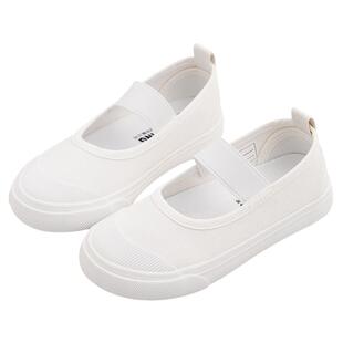 儿童白鞋子幼儿园室内外入园鞋一脚蹬校园小白鞋女白色女童布鞋男