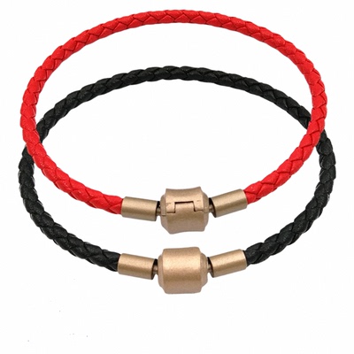 铜色扣3毫皮绳手链手绳穿转运珠