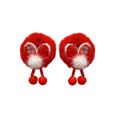 红色新年头饰小女孩中国风发圈