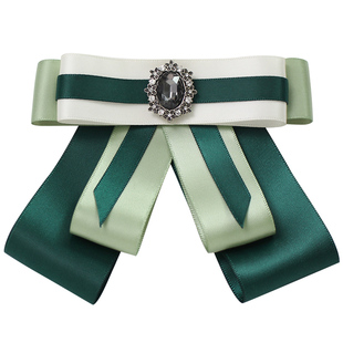 农行领花头花女职业套装邮政储蓄银行绿色系带领结衬衣女配饰高档