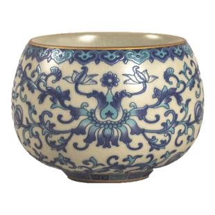 正品简约125ml汝窑青花主人杯单杯汝瓷功夫茶具珐琅彩茶杯单个盏