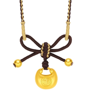 潮宏基好事发生足金项链黄金套链5D硬金小胖福金坨坨礼物女生日