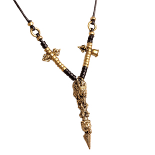 尼泊尔秽迹金刚杵三面普巴杵金刚橛铜手工个性降魔杵项链吊坠男女