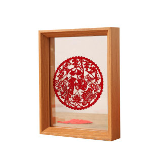 中式双面透明亚克力相框装裱正方形6六7七寸8摆台a4剪纸标本框架